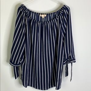 Misia Curvy Striped Off Shoulder Blouse Size 1X